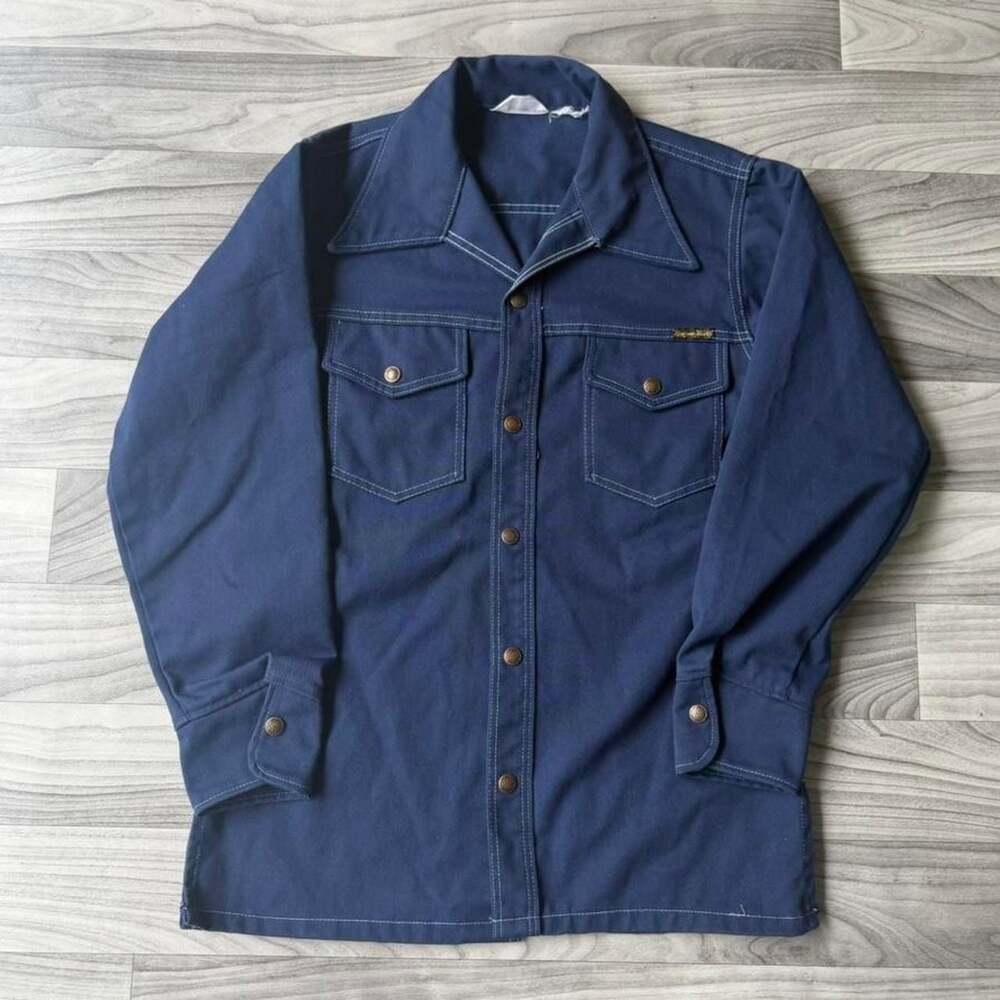 Montgomery Ward Navy Denim Snap Front Shirt Jacket